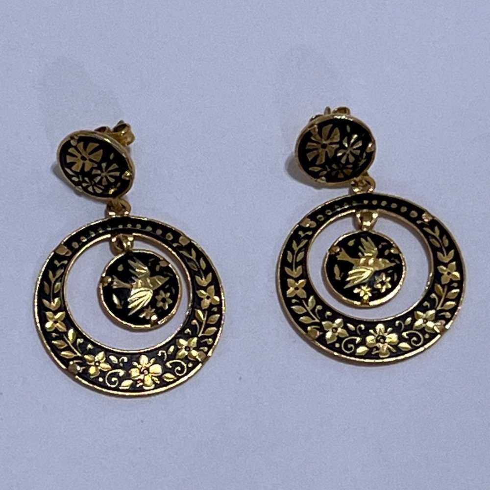 Large Damascene Earrings - Picture 2 of 4